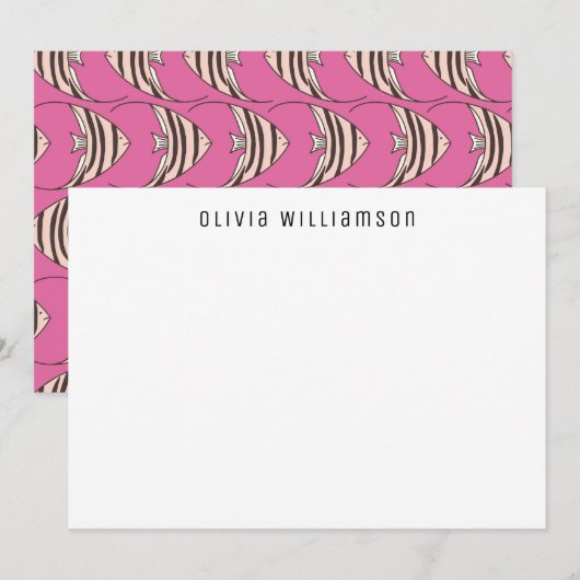 Quirky Fun Pink Angel Fish Notecard Notitiekaartje (Voorkant / Achterkant)