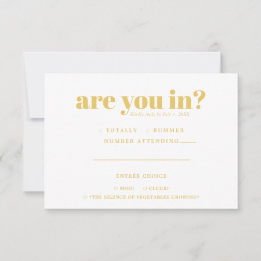 Quirky Fun Wedding RSVP | 70s Typografie Aankondiging (Voorkant)