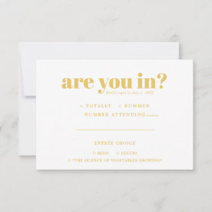 Quirky Fun Wedding RSVP   70s Typografie Aankondiging