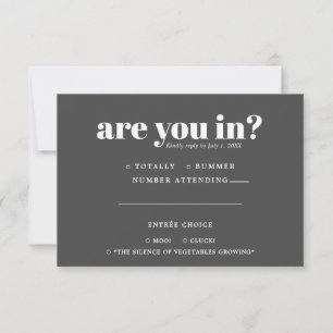 Quirky Fun Wedding RSVP 70s Typografie Aankondiging