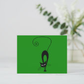 Quirky Funny Black Cat Feline Briefkaart (Staand voorkant)