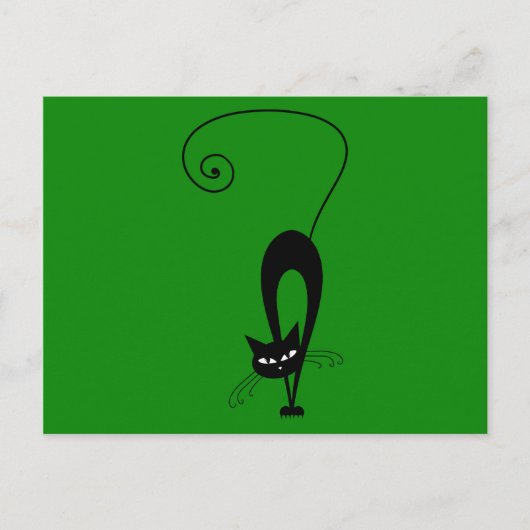 Quirky Funny Black Cat Feline Briefkaart (Voorkant)