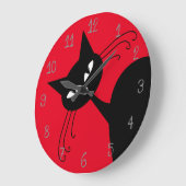 Quirky Funny Black Cat Feline Grote Klok (Hoek)