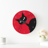 Quirky Funny Black Cat Feline Grote Klok (Huis)