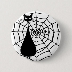 Quirky Funny Black Cat Feline Ronde Button 5,7 Cm