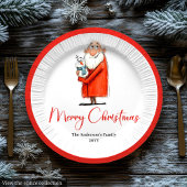 Quirky Funny Santa Claus Holiday Paper Plates Papieren Bordje
