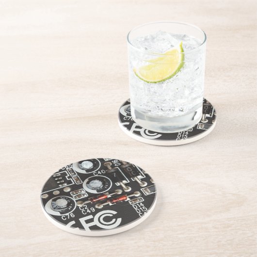 Quirky Geeks Circuit Board Grafisch Zandsteen Onderzetter (Zijkant)