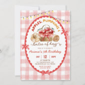 Quirky Gingham Appels Pompoenen en balen van hooi Kaart (Voorkant)