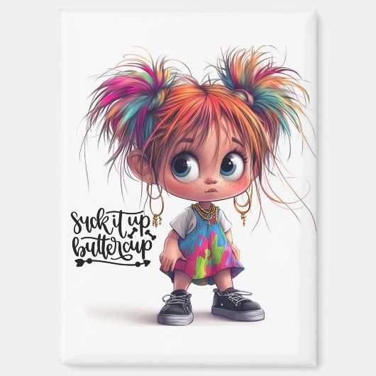 Quirky Girl Buttercup Magnet (Voorkant)
