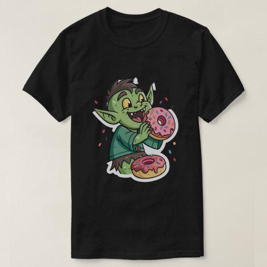Quirky Goblin's Messy Sprinkle Donut T-shirt: Fant T-shirt (Design voorkant)