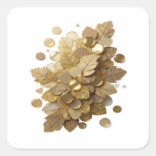 Quirky Gold Gouden bladeren en munten Sticker Moti