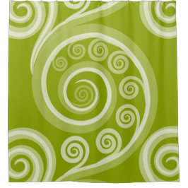 Quirky Green Curly Swirls Showgordijn Douchegordijn