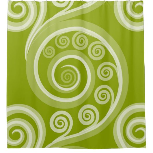 Quirky Green Curly Swirls Showgordijn Douchegordijn (Voorkant)