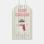  Quirky Green Merry Christmas Snowman Cadeaulabel (Voorkant)
