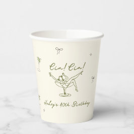 Quirky Groene Hand Getekende Cin Cin Martini Papieren Bekers