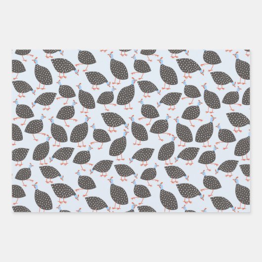 Quirky Guinea Fowl Bird Pattern Inpakpapier Vel (Voorkant 2)
