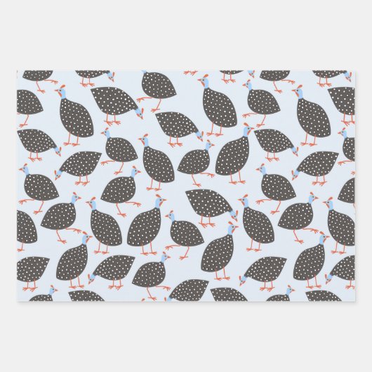 Quirky Guinea Fowl Bird Pattern Inpakpapier Vel (Voorkant)