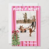 Quirky Hand Drawn Bold Retro Pink Photo Christmas Feestdagenkaart (Voorkant)