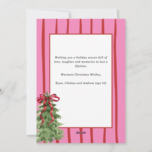 Quirky Hand Drawn Bold Retro Pink Photo Christmas Feestdagenkaart (Achterkant)