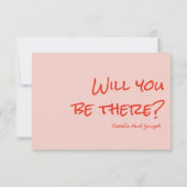 Quirky Hand Drawn Pink Red Unique QR Code Wedding RSVP Kaartje (Achterkant)