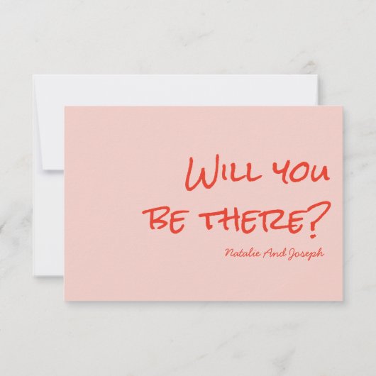 Quirky Hand Drawn Pink Red Unique QR Code Wedding RSVP Kaartje (Achterkant)