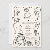 Quirky Hand Drawn Squiggle Kerstfeest Kaart (Voorkant)