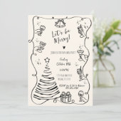 Quirky Hand Drawn Squiggle Kerstfeest Kaart (Staand voorkant)