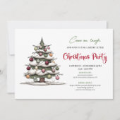 Quirky hand painted tree modern holiday invitation kaart (Voorkant)
