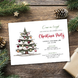 Quirky hand painted tree modern holiday invitation kaart