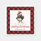 Quirky holiday chickens personalized name napkins servet (Voorkant)