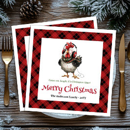 Quirky holiday chickens personalized name napkins servet