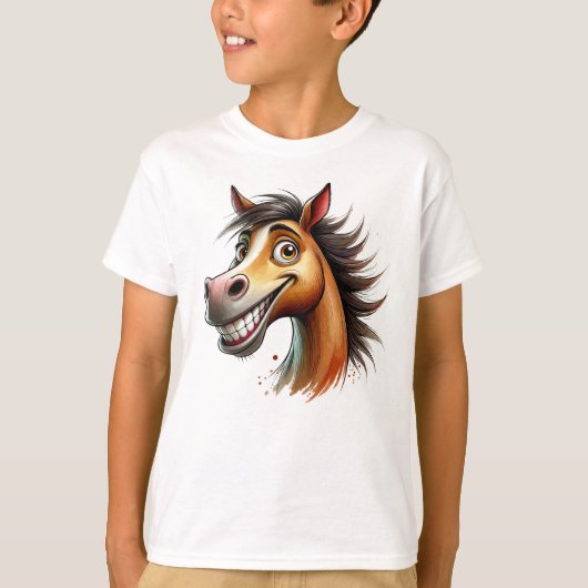 Quirky Horse Waterverf Tshirt Boys (Voorkant)
