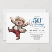 Quirky Humor Man 50 Birthday Celebration Invite Kaart (Voorkant)