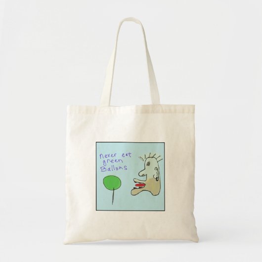 Quirky Illustrated Eat Green Balloons Tote Bag (Voorkant)