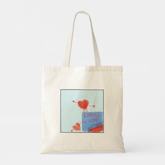 Quirky Illustrated Lovers' Leap Tote Bag (Achterkant)