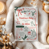 Quirky Illustrated Red Green Friendsmas Christmas Kaart