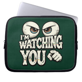Quirky "I'M WATCHING YOU" Retro Eyes Laptop Sleeve