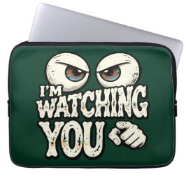Quirky "I'M WATCHING YOU" Retro Eyes Laptop Sleeve