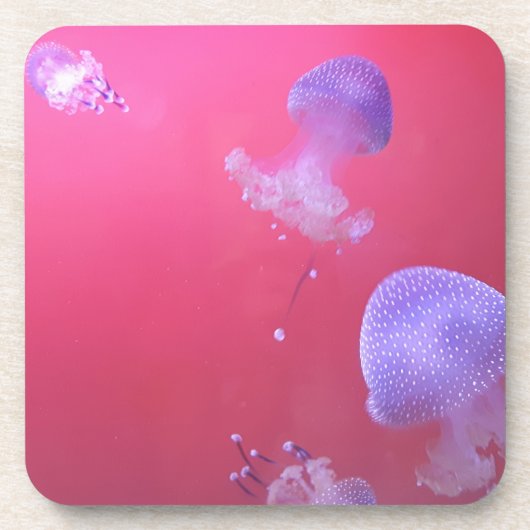 Quirky Jellyfish in the Pink Water Bier Onderzetter (Voorkant)