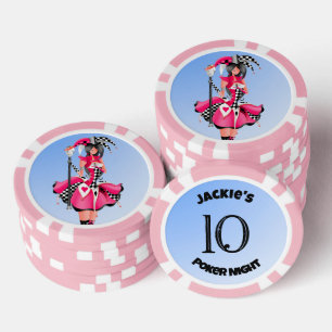 Quirky Jester en marionet koning Roze 10 Poker Chips