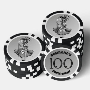 Quirky Jester en marionet koning Zwart 100 Poker Chips