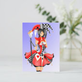 Quirky Jester en Puppet King Red Briefkaart (Staand voorkant)