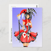 Quirky Jester en Puppet King Red Briefkaart (Voorkant / Achterkant)