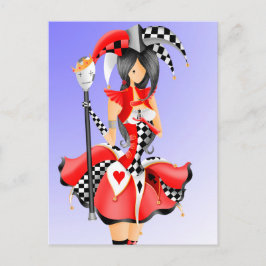 Quirky Jester en Puppet King Red Briefkaart