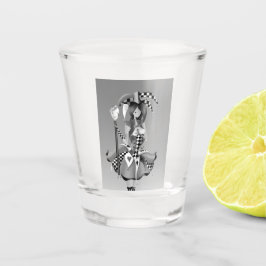 Quirky Jester en puppet king Shot Glas