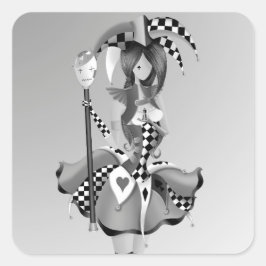Quirky Jester en Puppet King Vierkante Sticker