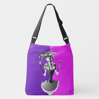 Quirky Jester Holding two Playing Cards   Crossbody Tas