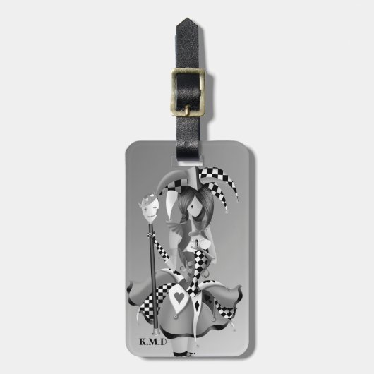 Quirky Jester & Puppet King Bagagelabel (Voorkant verticaal)
