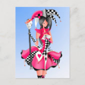 Quirky Jester & Puppet King Pink Briefkaart (Voorkant)