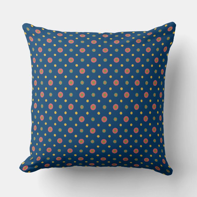 Quirky Jumbo Polka Dots, Navy Blue Pillow Cushion Kussen (Voorkant)